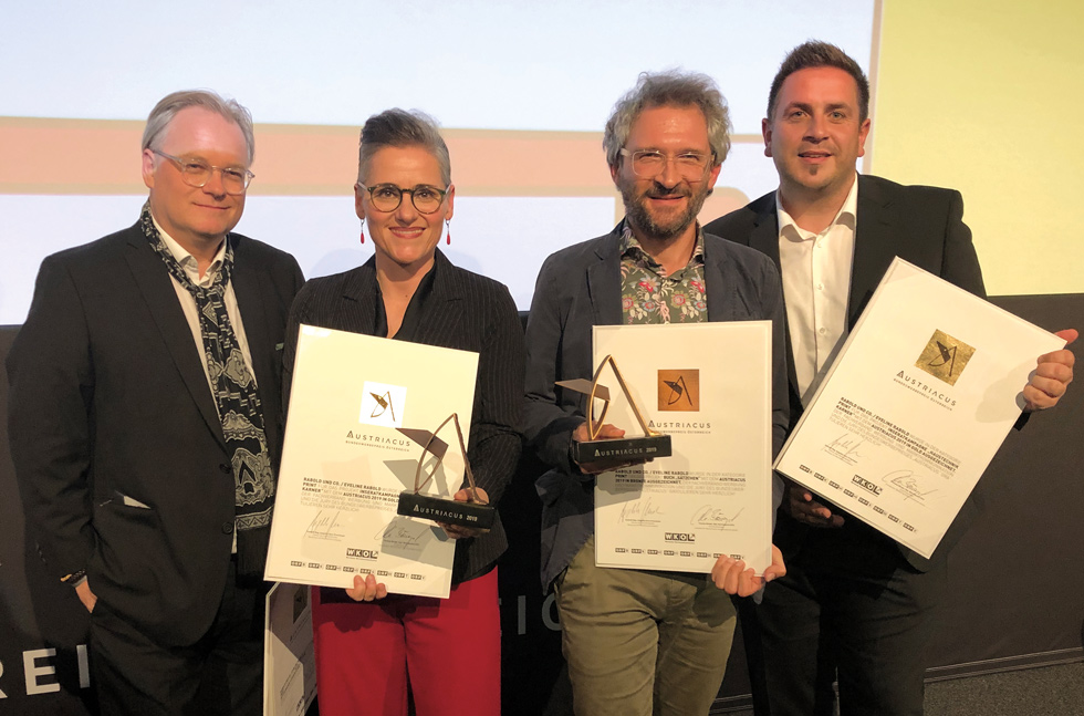 Verleihung Austriacus 2019 mit Klaus-Jürgen Bauer, Eveline Rabold, Christian Keglovits und Andreas Karner
